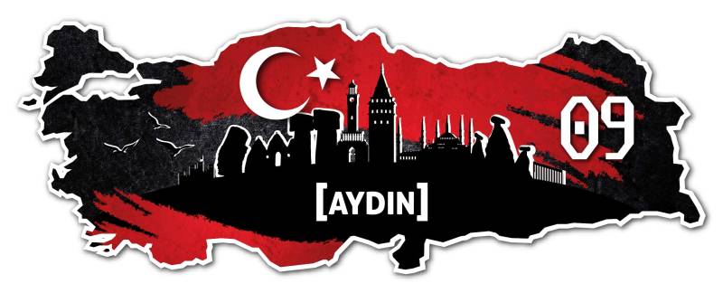 Aufkleber Sticker Türkei 09 Aydin Motiv Fahne für Auto Motorrad Laptop Fahrrad von aina