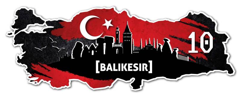 Aufkleber Sticker Türkei 10 Balikesir Motiv Fahne für Auto Motorrad Laptop Fahrrad von aina