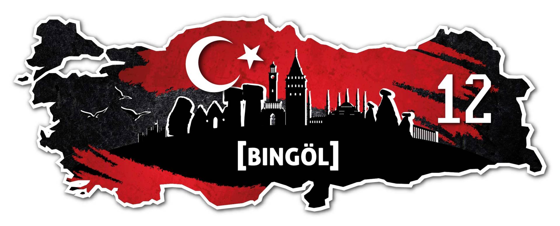 Aufkleber Sticker Türkei 12 Bingöl Motiv Fahne für Auto Motorrad Laptop Fahrrad von aina