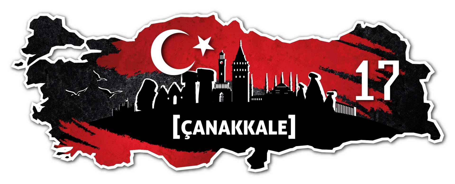 Aufkleber Sticker Türkei 17 Canakkale Motiv Fahne für Auto Motorrad Laptop Fahrrad von aina
