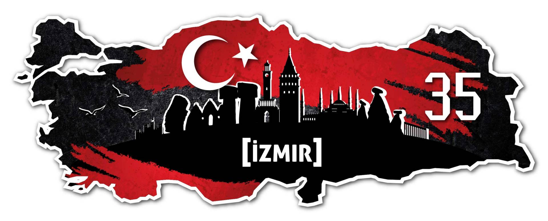 Aufkleber Sticker Türkei 35 Izmir Motiv Fahne für Auto Motorrad Laptop Fahrrad von aina