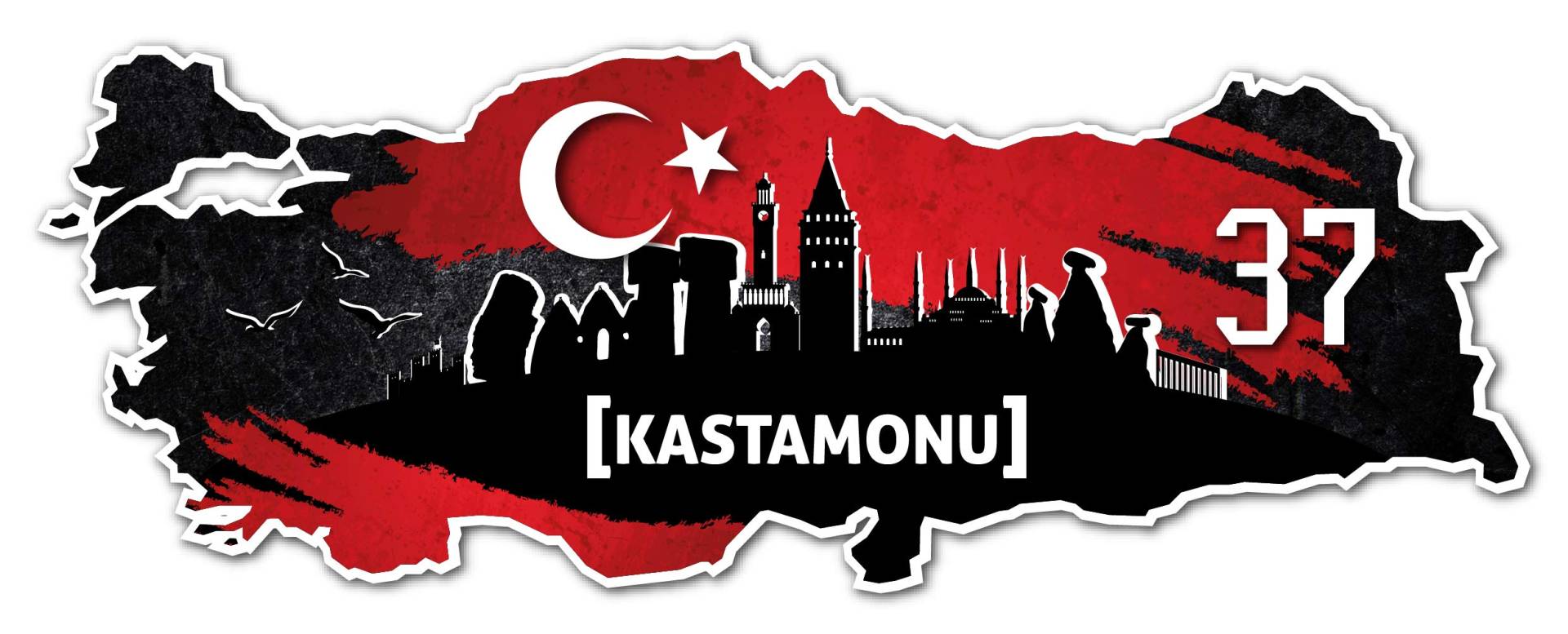 Aufkleber Sticker Türkei 37 Kastamonu Motiv Fahne für Auto Motorrad Laptop Fahrrad von aina