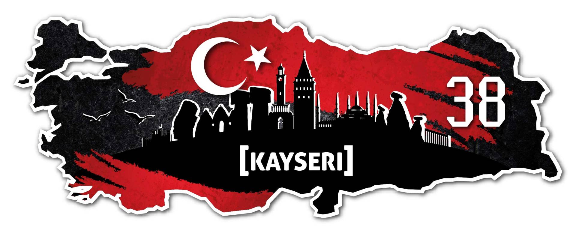 Aufkleber Sticker Türkei 38 Kayseri Motiv Fahne für Auto Motorrad Laptop Fahrrad von aina