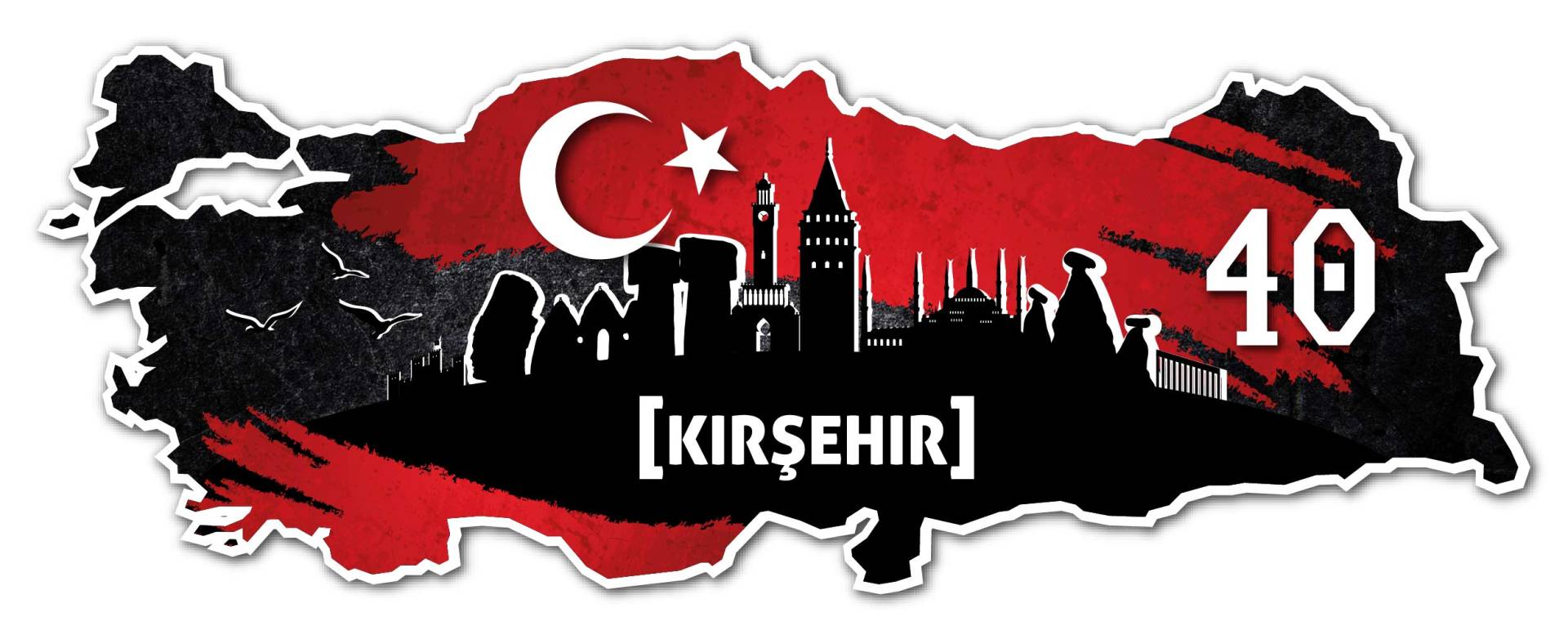 Aufkleber Sticker Türkei 40 Kirsehir Motiv Fahne für Auto Motorrad Laptop Fahrrad von aina