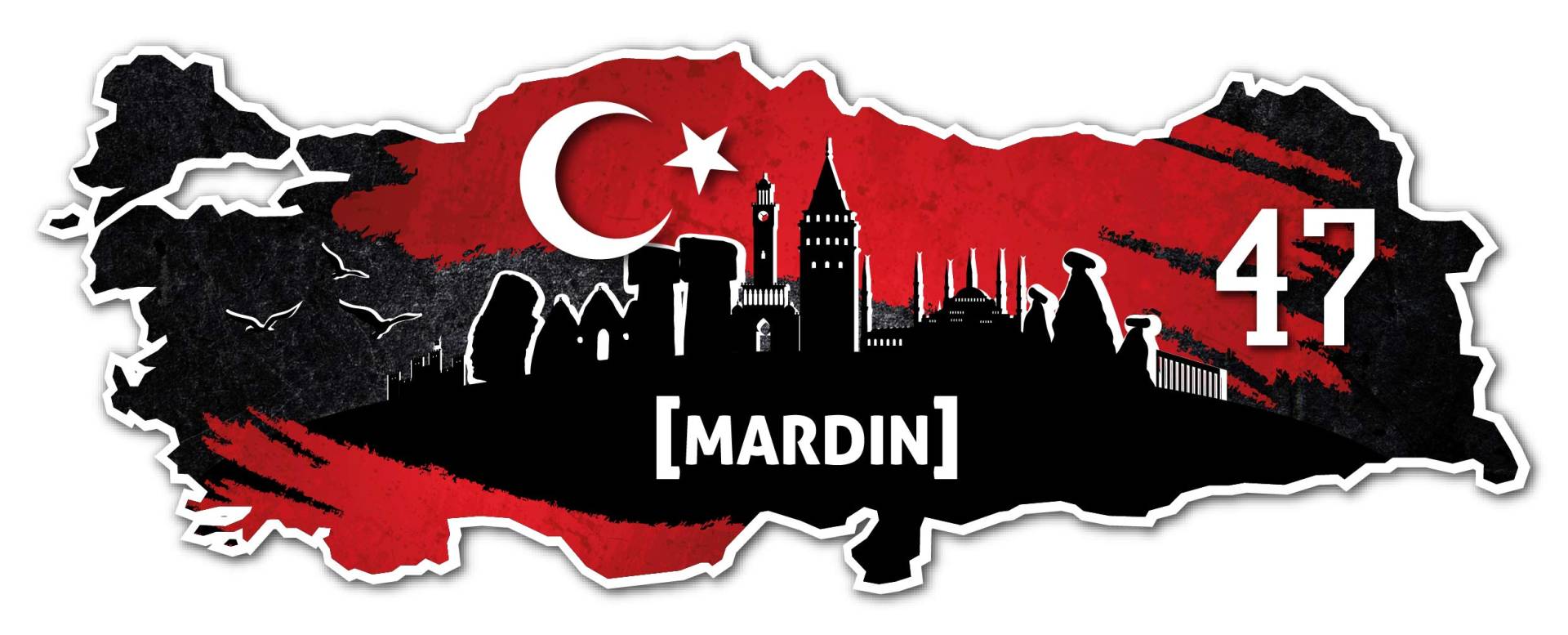 Aufkleber Sticker Türkei 47 Mardin Motiv Fahne für Auto Motorrad Laptop Fahrrad von aina