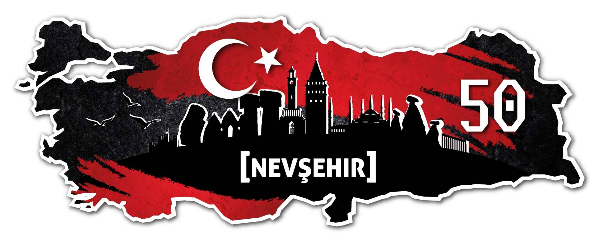 Aufkleber Sticker Türkei 50 Nevsehir Motiv Fahne für Auto Motorrad Laptop Fahrrad von aina