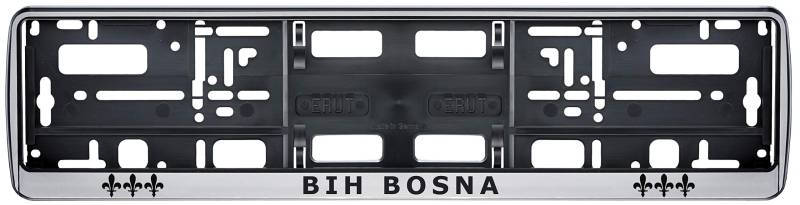 Auto Kennzeichenhalter in der Farbe Silber/Schwarz Nummernschildhalterung Auto, Nummernschildhalter BIH Bosnien bosnische Fahne Flagge 2 Stück von aina