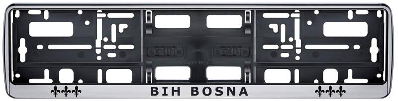Auto Kennzeichenhalter in der Farbe Silber/Schwarz Nummernschildhalterung Auto, Nummernschildhalter BIH Bosnien bosnische Fahne Flagge 2 Stück von Aina