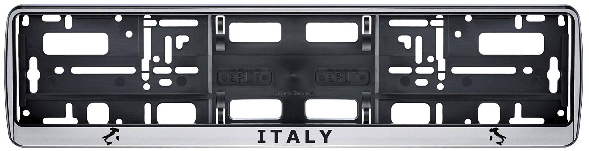 Auto Kennzeichenhalter in der Farbe Silber/Schwarz Nummernschildhalterung Auto, Nummernschildhalter Italien italienische Fahne Flagge 2 Stück von aina