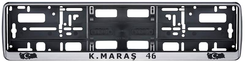 Auto Kennzeichenhalter in der Farbe Silber/Schwarz Nummernschildhalterung Auto, Nummernschildhalter Türkei Flagge 46 K. Maras 2 Stück von aina