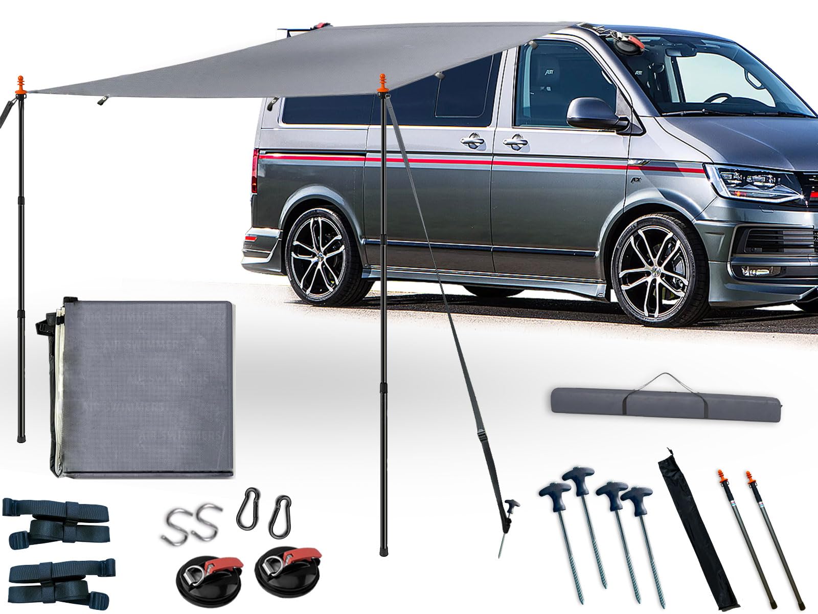 Sonnensegel Mit Keder, Markise Auto, Vw T5 Camping, Markise, Sonnensegel Auto, mit kederschiene(4-6mm), T4, T6, Waterproof, Awnings, Anti-UV, Have Zeltstangen, Saugnapf von air swimmers