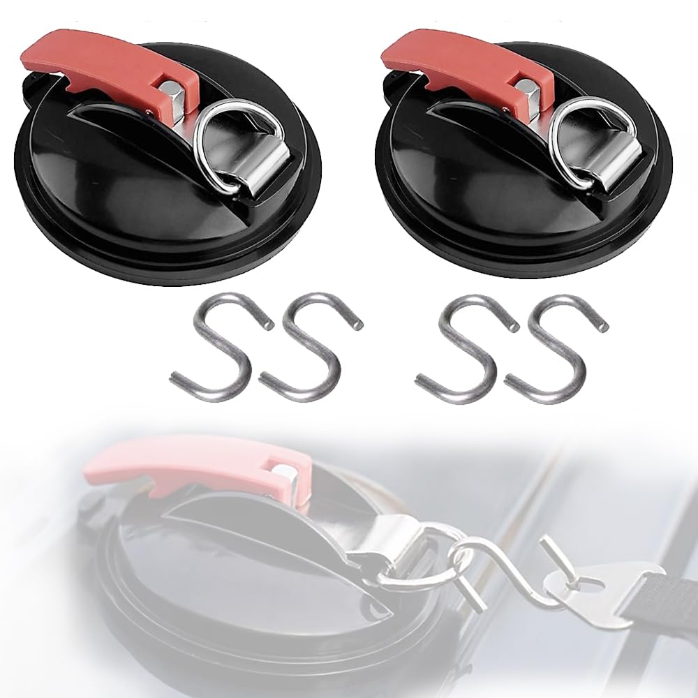 air swimmers Saugnäpfe Mit Haken 2pcs, Saughaken Extra Stark, Saugnapf Haken Camping, Saugnapf Wohnmobil, Camping Suction Cup, Saugnapf Camping, 2 Vorzelt Wohnwagen Suction Cups with 4 S-Hooks von air swimmers