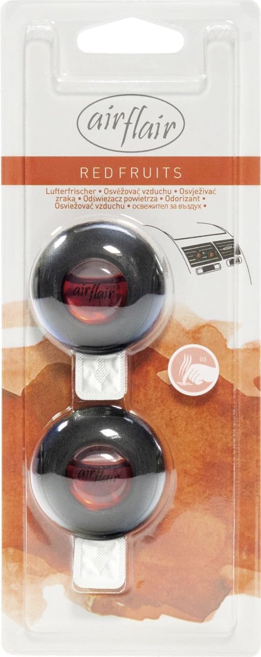 Airflair Lufterfrischer Double Diffuser (Red Fruit) – Langanhaltender Auto Duft für die Lüftung – Auto Duft Innenraum mit angenehmem Dufterlebnis – Frischer Duftbaum Auto von airflair