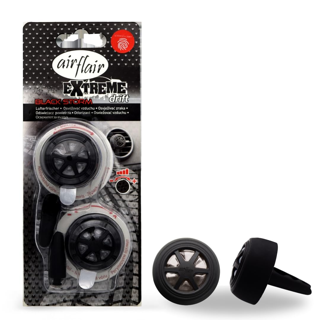 Airflair Lufterfrischer Extreme Mini Diffuser (Black Storm/2er-Pack) – Langanhaltender Auto Duft für die Lüftung – Auto Duft Innenraum mit angenehmem Dufterlebnis – Frischer Duftbaum Auto von airflair