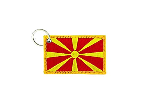 akachafactory Schlüsselanhänger Fahne Flagge flaggen Bestickt anhänger schlüssel Mazedonien von Akachafactory
