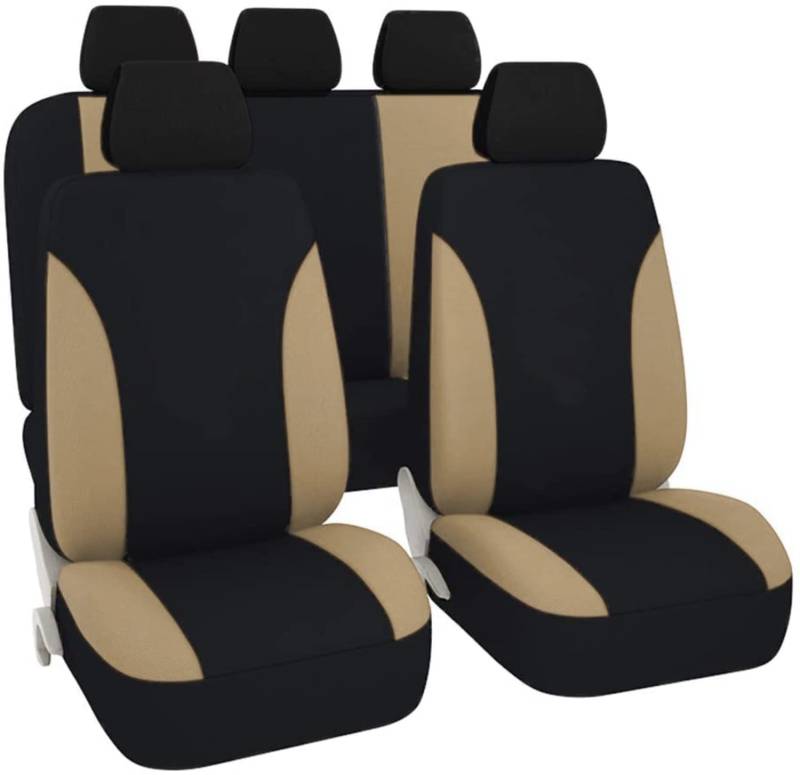 Akhan SB102 - Qualität Auto Sitzbezug Sitzbezüge Schonbezüge Schonbezug mit Seitenairbag Schwarz/Beige von akhan-tuning