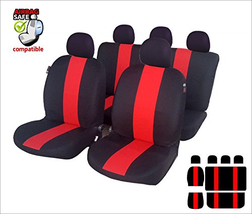 Akhan SB607 - Sitzbezug Set Sitzbezug Sitzbezüge Schonbezüge Schonbezug mit Seitenairbag Schwarz / Rot von akhan-tuning