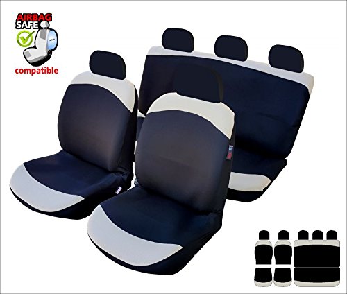 Akhan SB617 - Sitzbezug Set Sitzbezug Sitzbezüge Schonbezüge Schonbezug mit Seitenairbag Schwarz / Beige von akhan-tuning