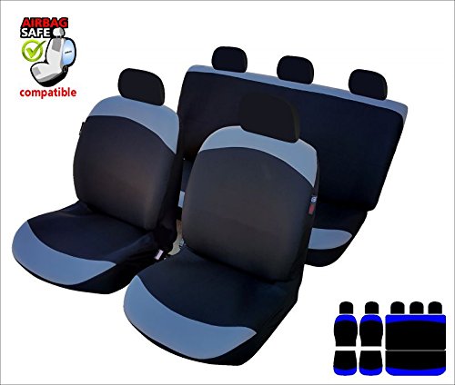 Akhan SB618 - Sitzbezug Set Sitzbezug Sitzbezüge Schonbezüge Schonbezug mit Seitenairbag Schwarz / Grau von akhan-tuning