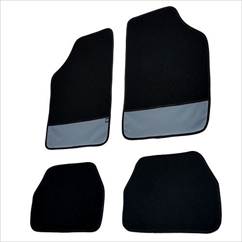 FUM08 - Fußmatten Set Fussmatte Autoteppich Schwarz Textil, Grau Leder von akhan