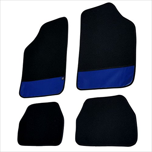 FUM10 - Fußmatten Set Fussmatte Autoteppich Schwarz Textil, Blau Leder von akhan