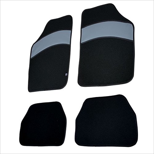 FUM13 - Fußmatten Set Fussmatte Autoteppich Schwarz Textil, Grau Leder von akhan