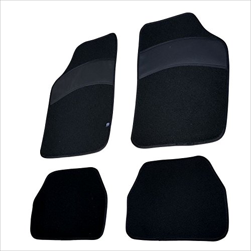 FUM16 - Fußmatten Set Fussmatte Autoteppich Schwarz Textil, Schwarz Leder von akhan