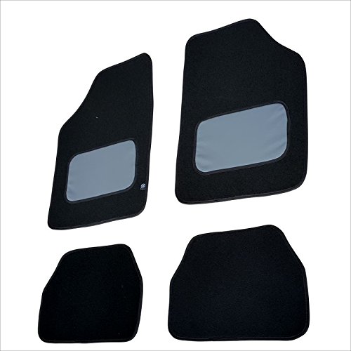 FUM18 - Fußmatten Set Fussmatte Autoteppich Schwarz Textil, Grau Leder von akhan