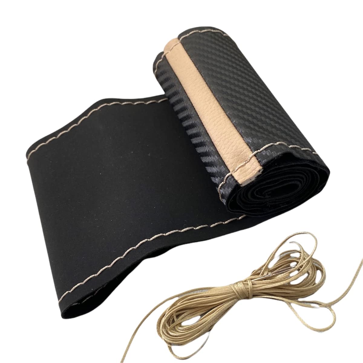 LB109 - Lenkradbezug 37-39 cm zum Schnüren Schwarz Alcantara Carbon mit beige Naht LB109 - Lenkradbezug 37-39 cm zum Schnüren Schwarz Alcantara Carbon mit beige Naht von akhan