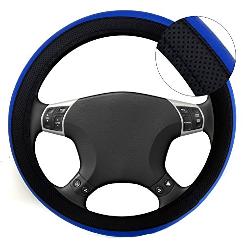 LB58 - Lenkradbezug Lenkradhülle Schwarz Blau für alle Lenkradtypen 37cm-39cm von akhan