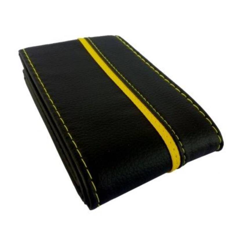 SC303BY - Lenkradbezug 37-39 cm Leder zum Schnüren Schwarz, Gelb, von akhan