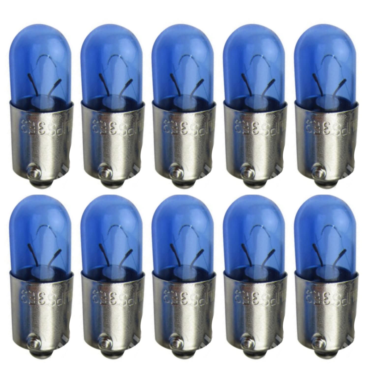 akhan 10 Stück Ba9s Blau Xenon Look Metallfassung 5W Ersatzbirne von akhan