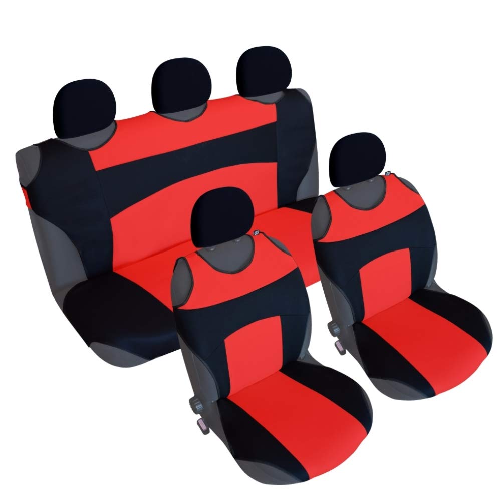 akhan AT-CSC301S Sitzbezug Set T-Shirt-Design, Schwarz/Rot von akhan