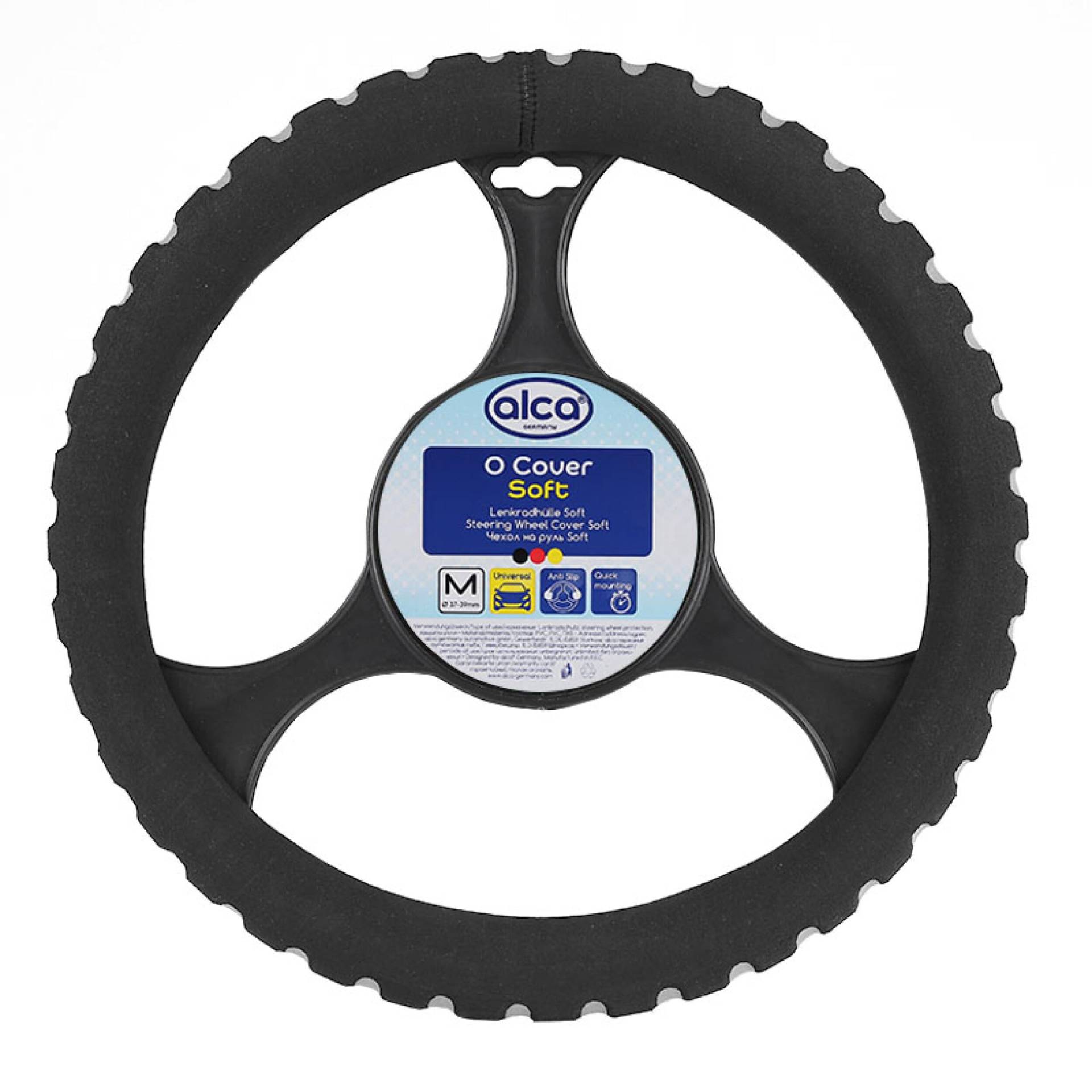 alca® Lenkradhülle Soft grau schwarz 37-39 cm weicher Schaumstoff Universal Auto Lenkradbezug Lenkradschutz langlebig Anti-rutsch wärmend von alca