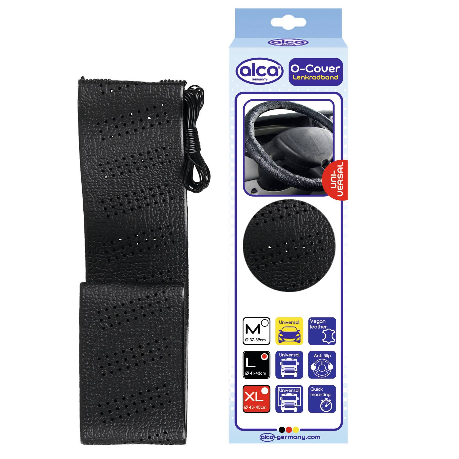 alca® Auto Lenkradband für LKW 44'' Größe L 40-42 cm Universal Schutz Lenkradschoner Lenkradbezug schwarz für LKW Traktor Bus Schwermaschinen von alca