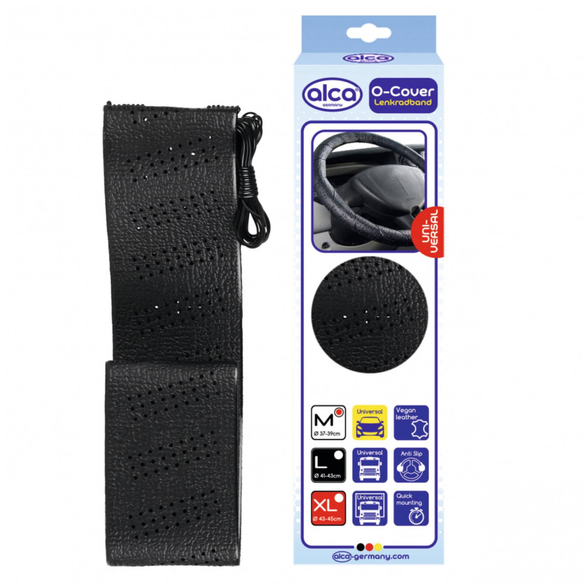 alca® Auto Lenkradband für LKW 50'' Größe XL 43-45 cm Universal Schutz Lenkradschoner Lenkradbezug schwarz für LKW Traktor Bus Schwermaschinen von alca