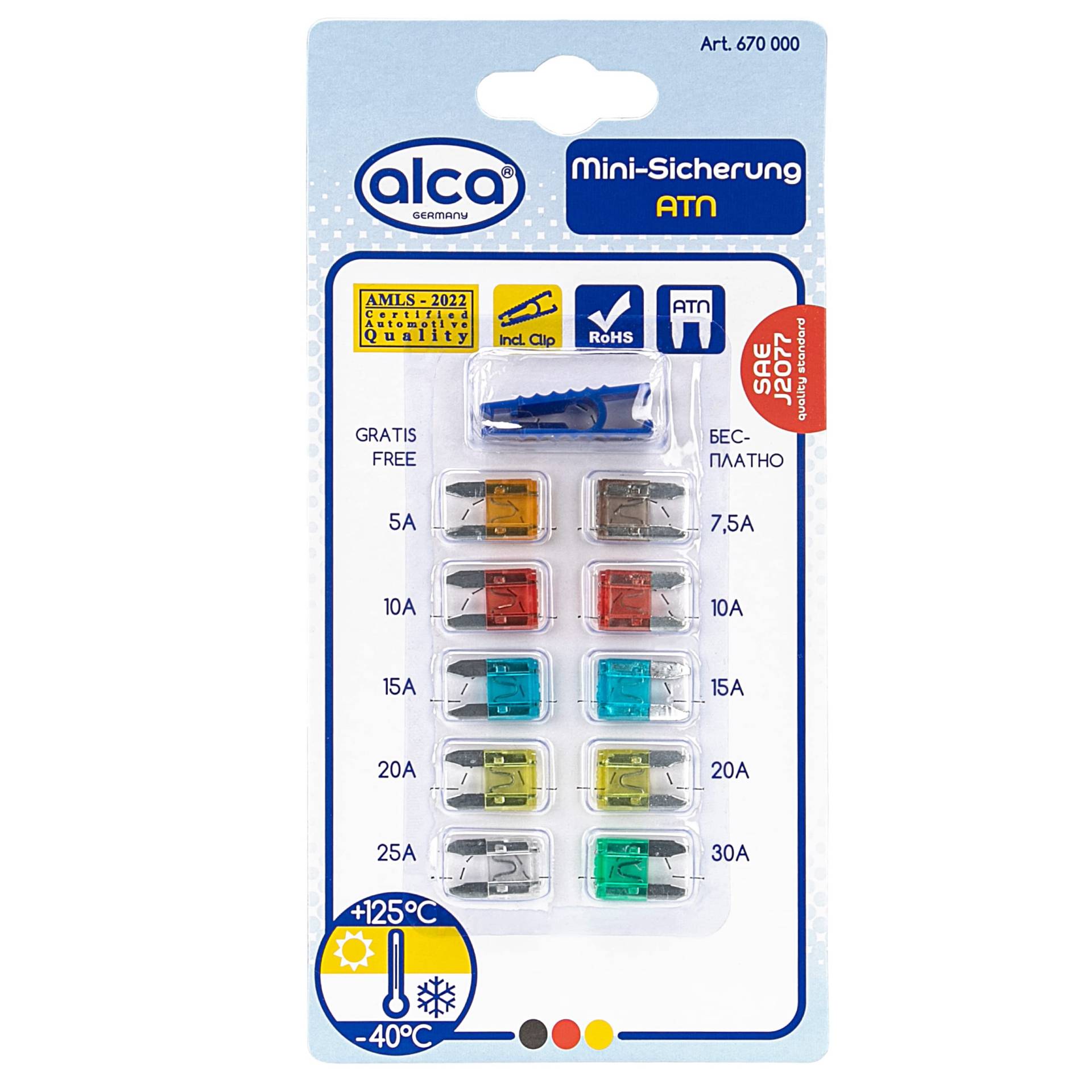 alca® Maxi-Sicherung von 5A bis 30A 10 Stück Blister von alca