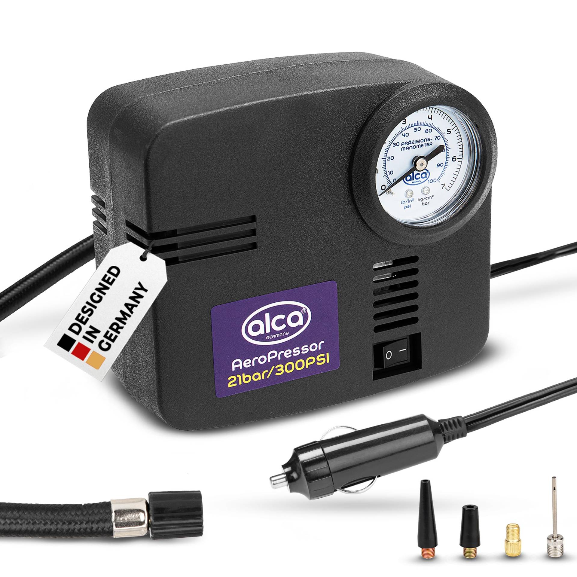 alca® Auto Kompressor mini 12V elektrische Luftpumpe Luftkompressor 21 bar Zigarettenanzünder von alca