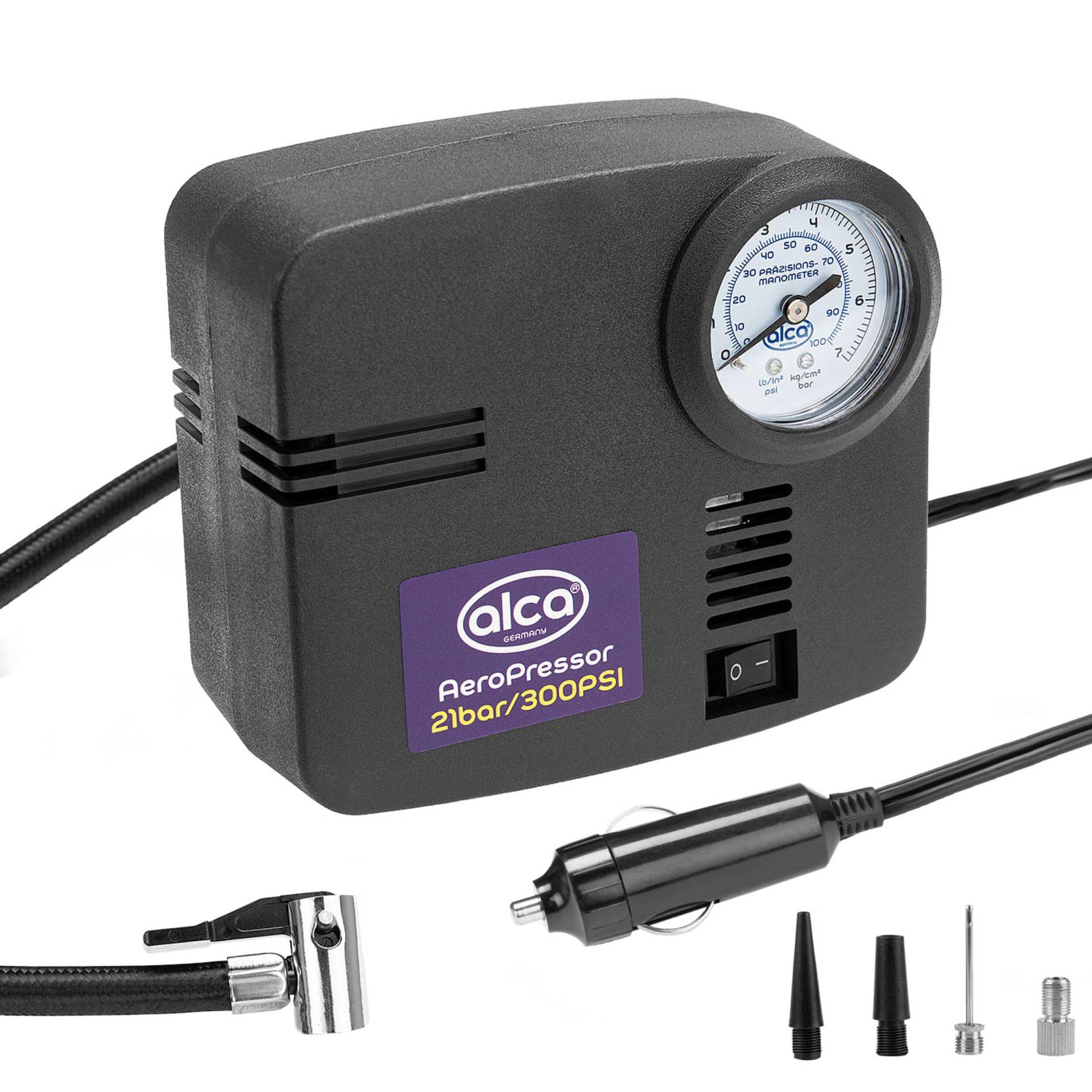 alca® Auto Kompressor mini 12V elektrische Luftpumpe Luftkompressor 21 bar Zigarettenanzünder von alca