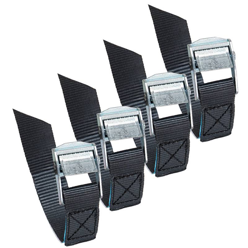 alca® Spanngurt 4 x 20cm lang, Spanngurte kurz 25mm breit, mit Schnellverschluss, Zurrgurt mit Klemmschloss, Transportgurt Mini, UV-resistent, DIN EN 12195-2 von alca