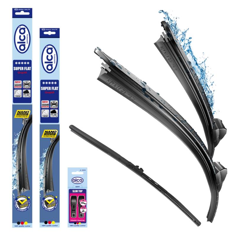 alca® Scheibenwischer Set mit Heckscheibenwischer passend für VW ARTEON (03.2017-02.2025) SUPER FLAT Flachbalkenwischer Front- und Heckwischer von alca
