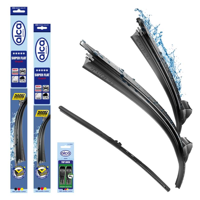 alca® Scheibenwischer Set mit Heckscheibenwischer passend für VW PASSAT Variant (08.2005-11.2010) SUPER FLAT Flachbalkenwischer Front- und Heckwischer von alca