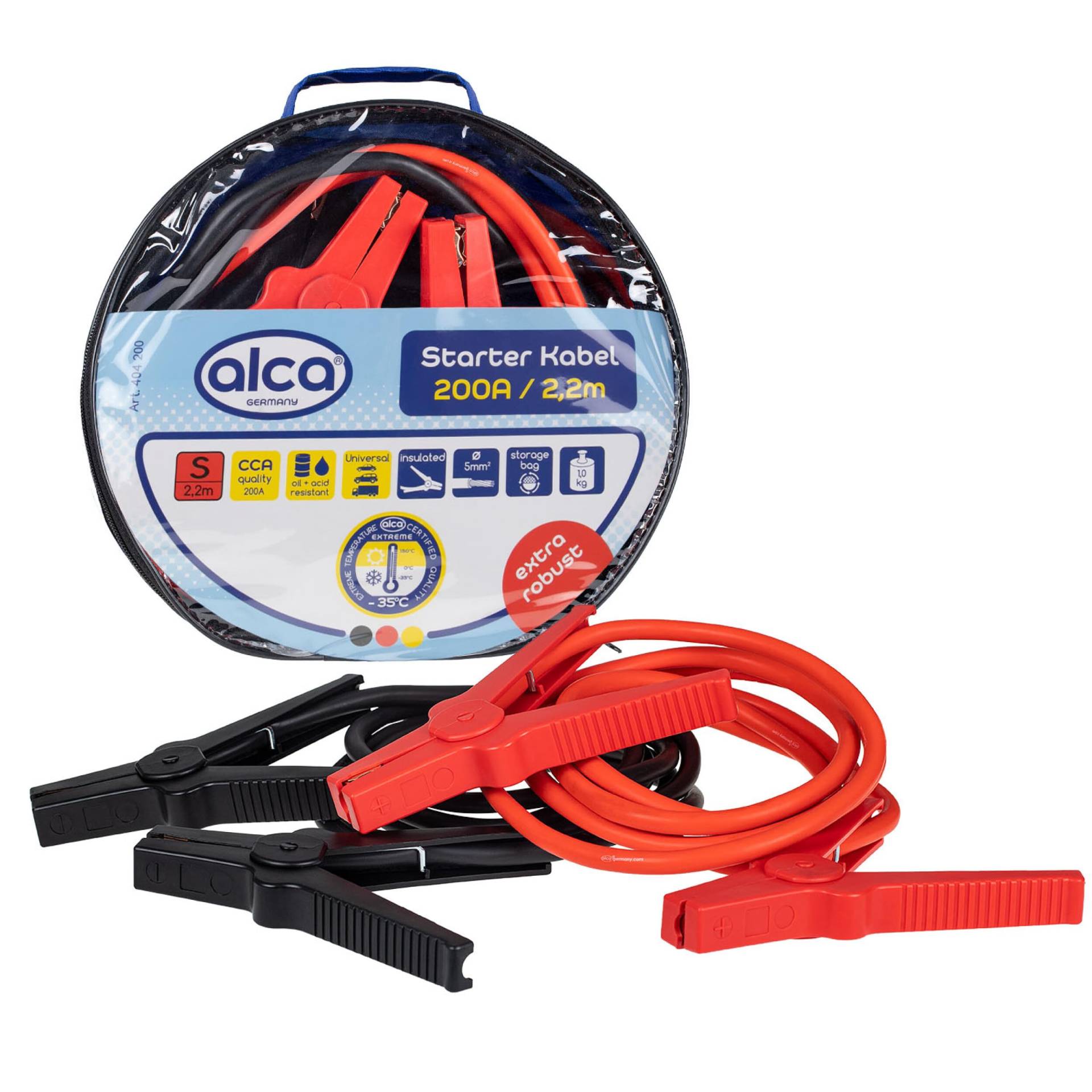 alca® Starter Kabel Starthilfekabel 200 A 2,2 m CCA-Qualität von alca