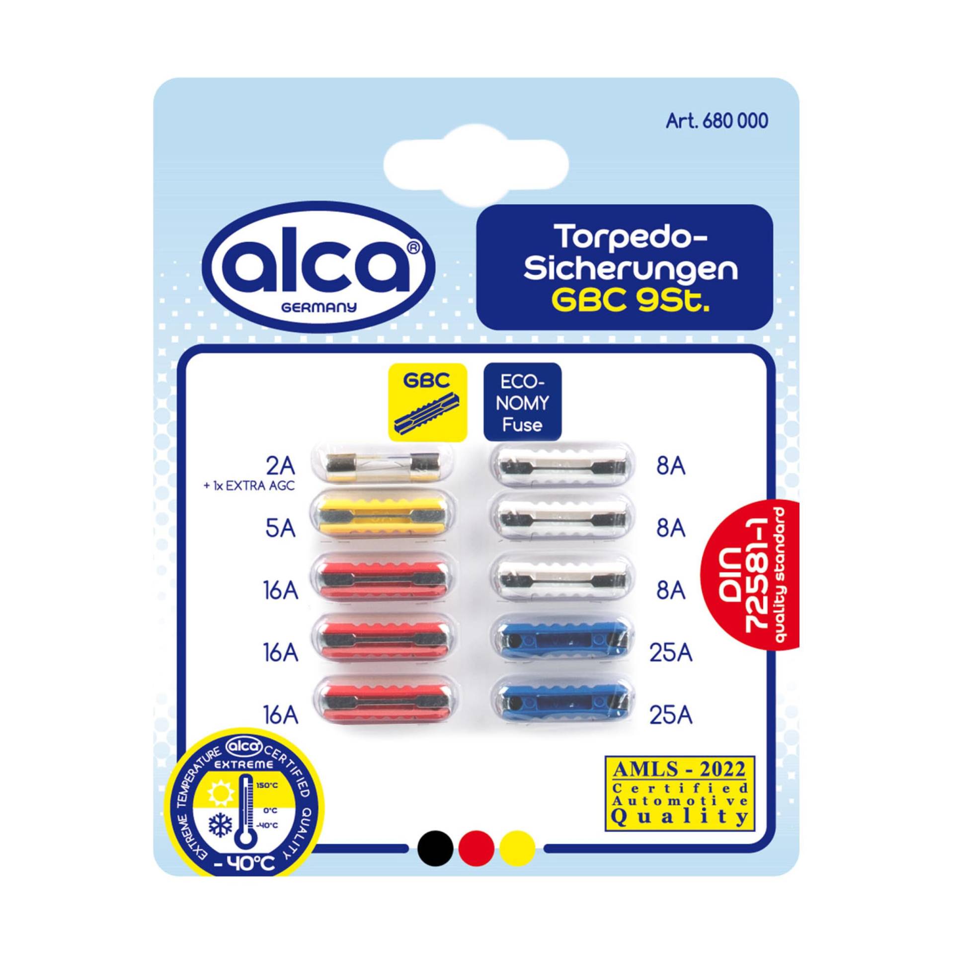 alca® Torpedo-Sicherungen 2 A bis 25 A 10 Stück Blister von alca