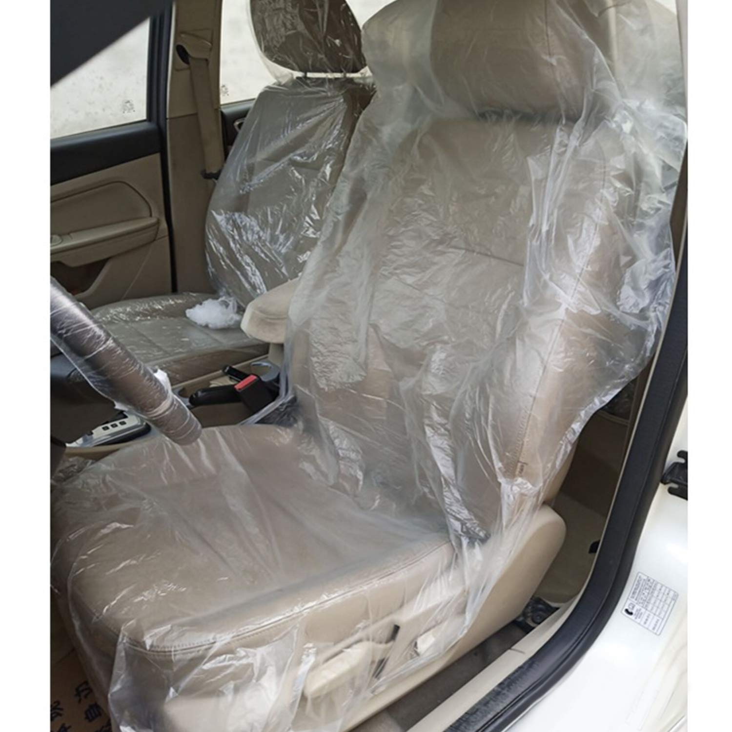 aleawol 100 Stück Ultradicke 20g Einweg Kunststoff Autositzbezüge Sitzbezug aus Kunststoff Wasserdicht und Staubdicht Halten Sie Ihren Sitz Sauber für die Autowartung Autoausstellung von aleawol