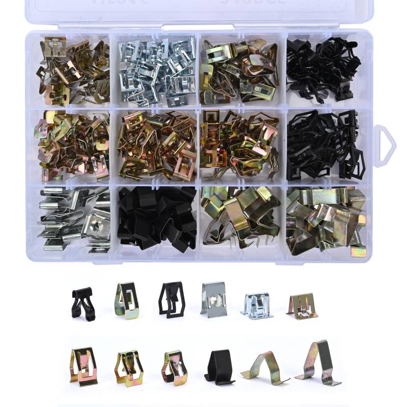 aleawol 240 Stück Innenverkleidung Befestigungs Metall Clip, Verkleidung Panel Federclip Auto Front Konsole Dash Metall Clip mit Kastensatz für Allen Autos von aleawol