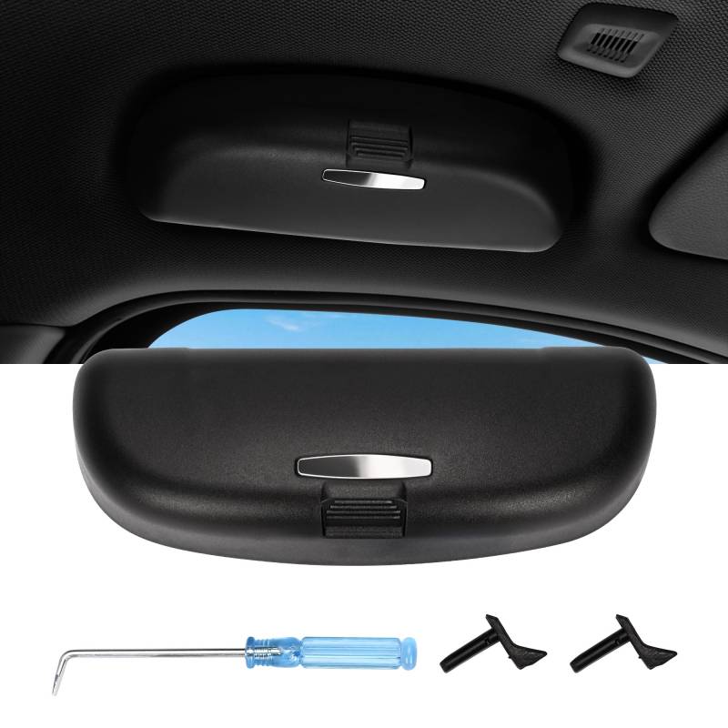 aleawol Auto Brillenetui Kompatibel mit Audi A3 8V A4 B8 B9 A5 A6 C7 C8 Q3 8U Q7 S3 S4 S5 Sonnenbrillenhalter Auto Brillenhalter Aufbewahrungsbox (Schwarz) von aleawol