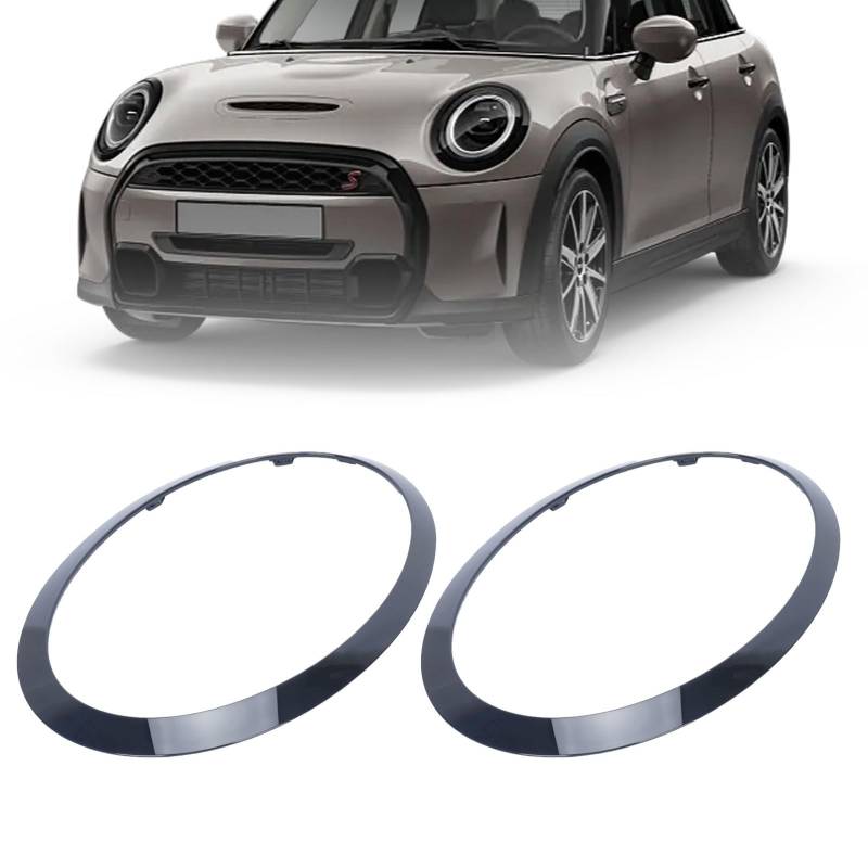aleawol Scheinwerfer-Verkleidungsring für BMW Mini Cooper F55 F56 F57 2014–2021, 2 Stück, glänzende schwarze Scheinwerferblende, OEM 51137300631, 51137300632, 51712355791,51712355798 von aleawol