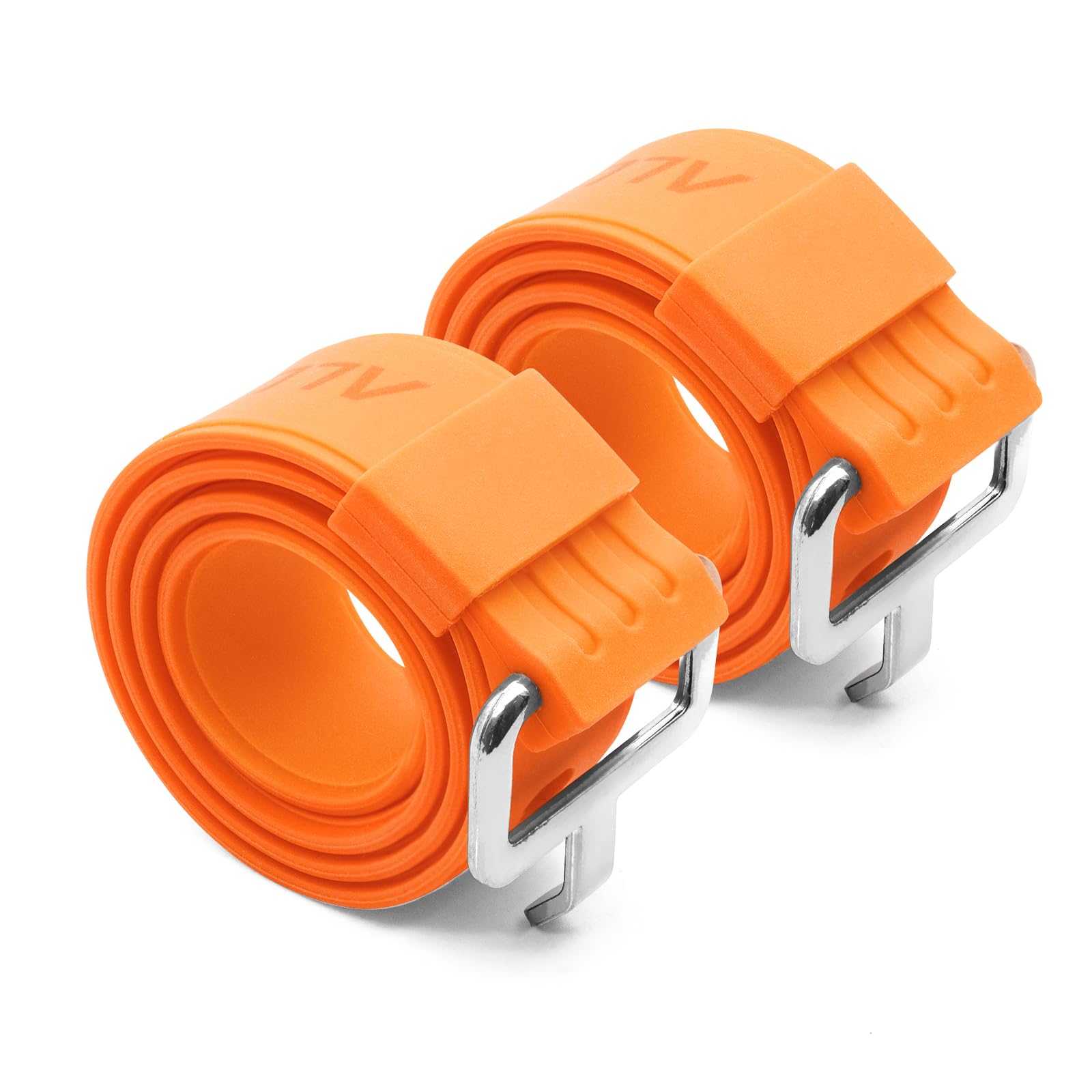 2 x Fahrrad-Gepäckgurt, elastische Silikon-Spanngurte für Fahrräder, Motorrad, Ski, Snowboard, Campingausrüstung, Outdoor-Ausrüstung, rutschfeste, verstellbare Bungee-Seile (Orange, 50 cm) von alltoo