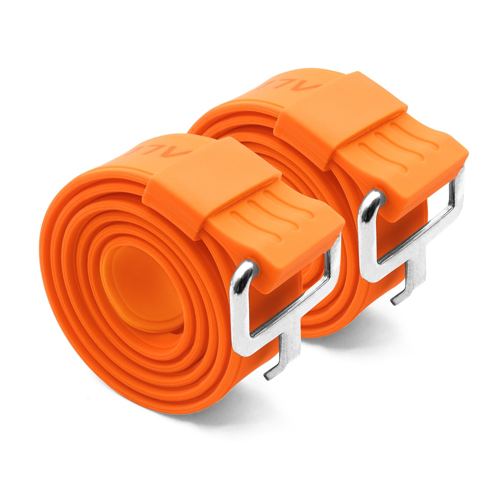 2 x Fahrrad-Gepäckgurt, elastische Silikon-Spanngurte für Fahrräder, Motorrad, Ski, Snowboard, Campingausrüstung, Outdoor-Ausrüstung, rutschfeste, verstellbare Bungee-Seile (Orange, 70 cm) von alltoo
